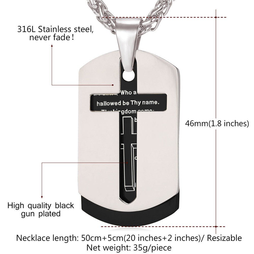 Men's Two-Tone Stainless Steel "Yeshua" Cross Dog Tag